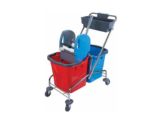 Double Bucket Mop Trolley-Chrome